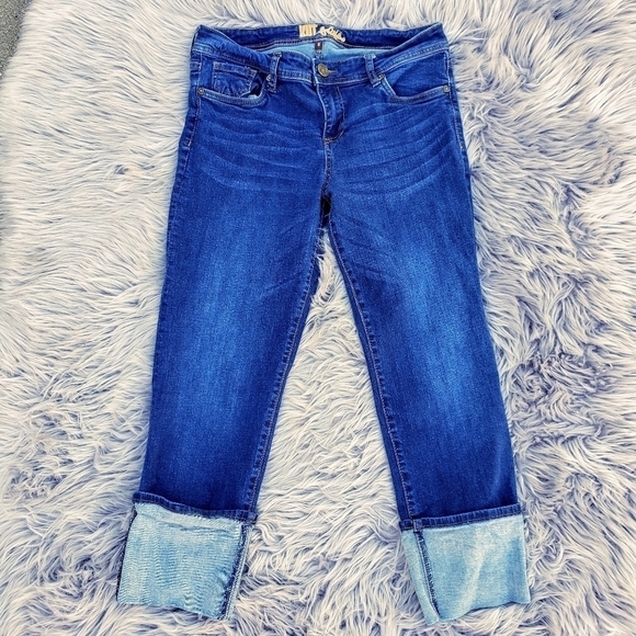 Kut From The Kloth Cropped Faded Jeans Blue sz 8 - Picture 1 of 5